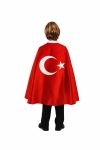 Kırmızı Türk Bayrağı Ay Yıldızlı Temalı Pelerin 135*75 cm 23 Nisan,19 Mayıs,29 Ekim Kutlamaları